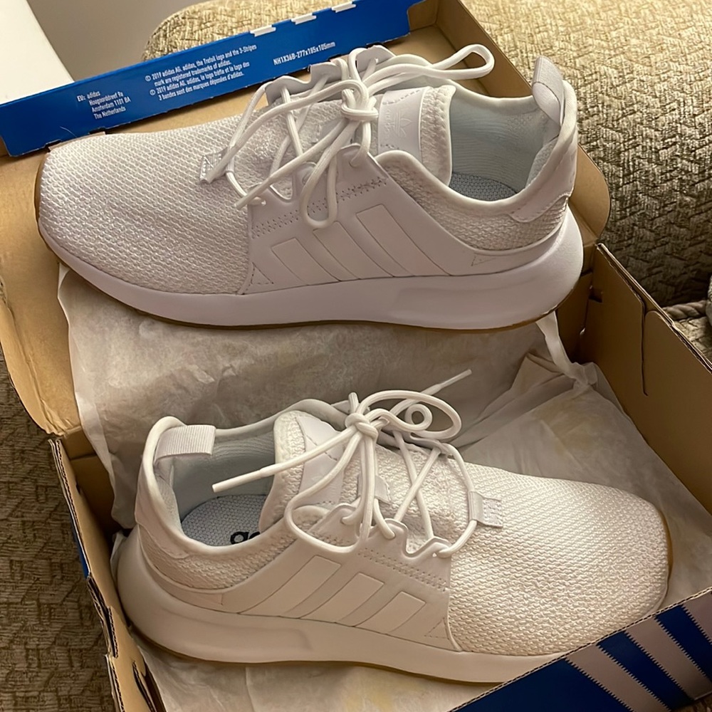 adidas X_PLR Athletic Shoe - Big Kid - White / Gum size 5